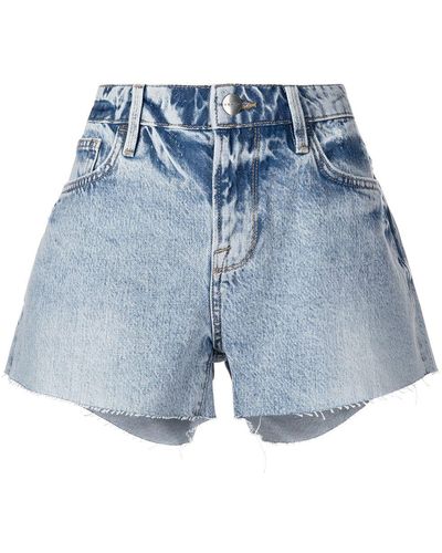 FRAME Short en jean à effet délavé - Bleu