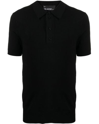 Neil Barrett Fine-knit Short-sleeved Polo Shirt - Black