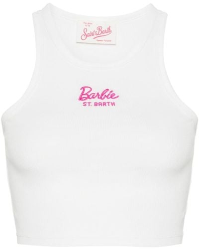 Mc2 Saint Barth X Barbie logo-embroidered tank top - Blanco