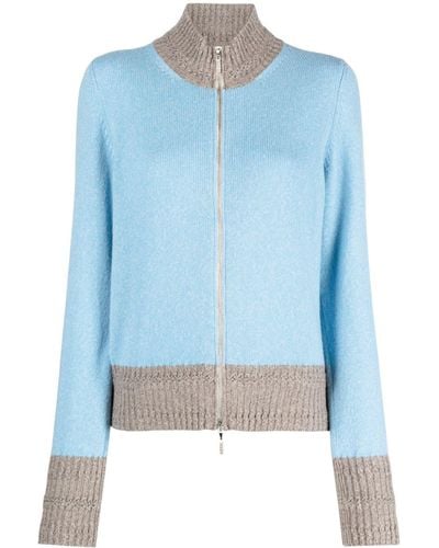 Barrie Two-tone Cashmere Cardigan - Blue