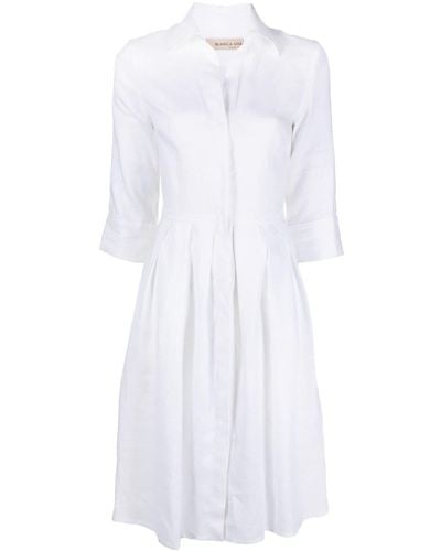 Blanca Vita Long-sleeve Shirt Dress - White