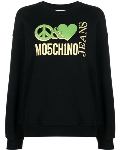 Moschino Jeans Sweatshirt mit Logo-Print - Schwarz