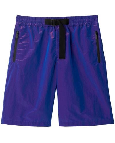 Burberry Ekd-embroidery Crinkled Shorts - Blue