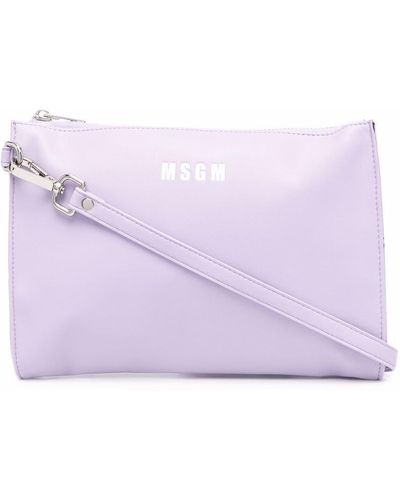 MSGM Woven Handle Clutch Bag - Purple