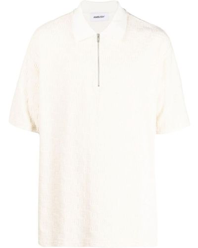 Ambush Monogram-textured Polo Shirt - White