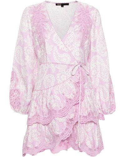 Maje Paisley-print Wraparound Dress - Pink