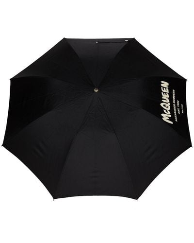 Alexander McQueen Parapluie Graffiti à logo imprimé - Noir