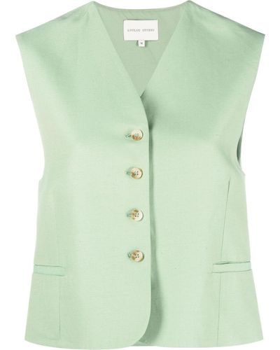 Loulou Studio Button-front Tailored Waistcoat - Green