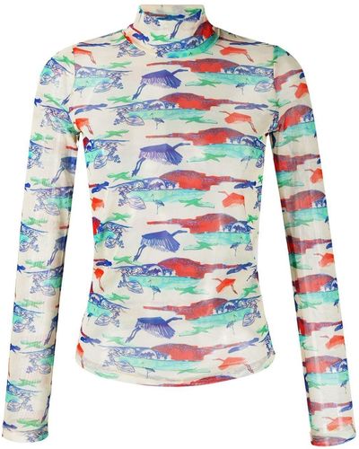 Henrik Vibskov All-over Graphic-print Blouse - Blue