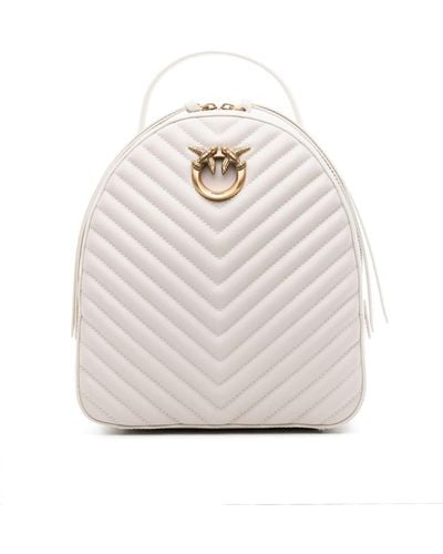 Pinko Love Click Quilted Leather Backpack - White