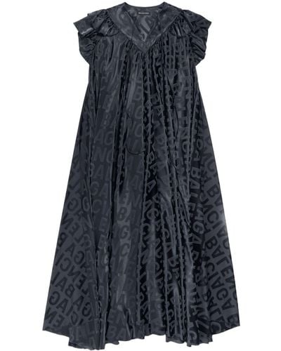 Balenciaga Kleid in A-Linie mit Logo-Print - Blau