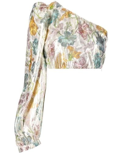 Hayley Menzies Shimmering Bonita Silk Jacquard Top - Multicolor