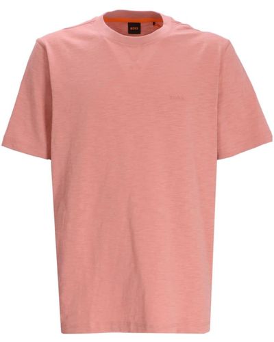 BOSS Logo-embroidered Cotton T-shirt - Pink