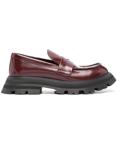 Alexander McQueen Ridged-sole Leather Loafers - Brown