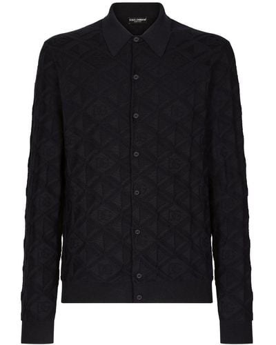 Dolce & Gabbana 3d Jacquard Silk Polo Shirt - Black