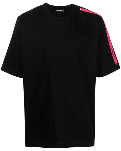 DSquared² Camiseta con franjas del logo en la manga - Negro