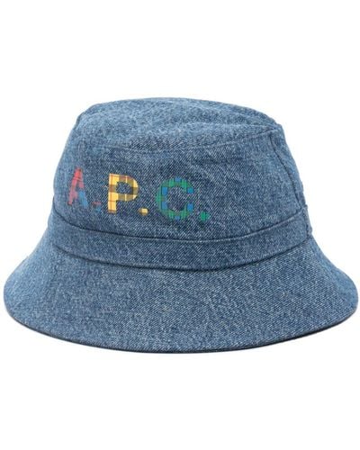 A.P.C. Sombrero de pescador con logo estampado - Azul