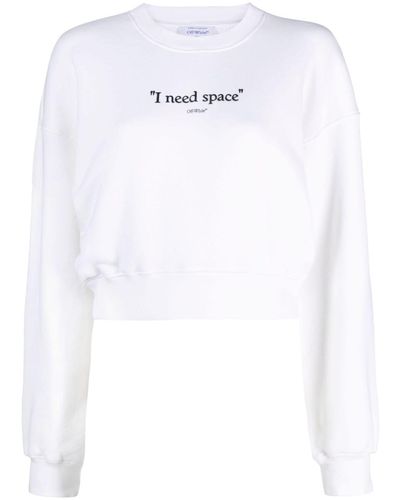 Off-White c/o Virgil Abloh Slogan-print Cropped Cotton Sweatshirt - White