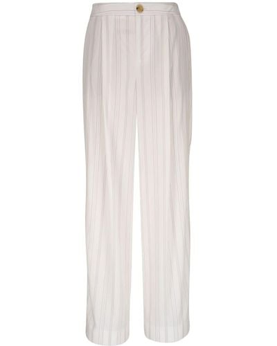 Vince Striped Straight-leg Trousers - White