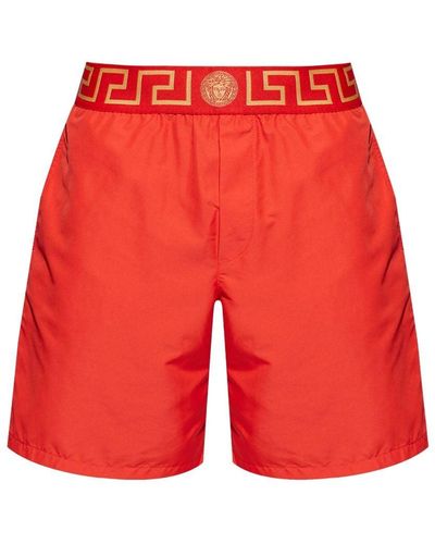 Versace Logo-waistband Swim Shorts - Red