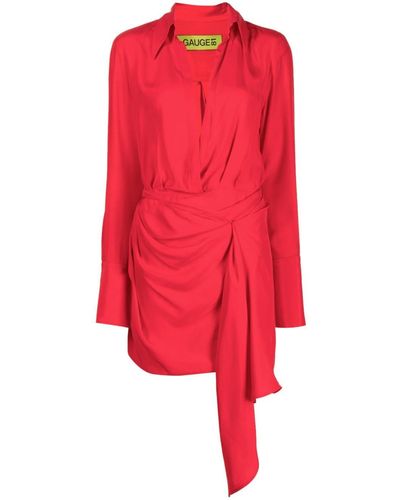 GAUGE81 Gravia Zijden Mini-jurk - Rood