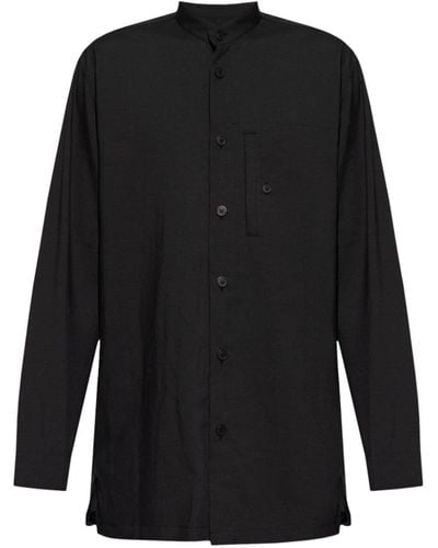 Homme Plissé Issey Miyake Pl Ramie Folded-yoke Shirt - Black