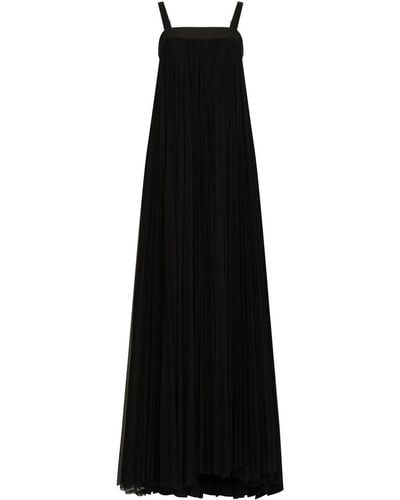 Dolce & Gabbana Pleated Tulle Maxi Dress - Black