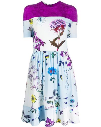 Stella McCartney Paneled Floral-print Dress - Blue