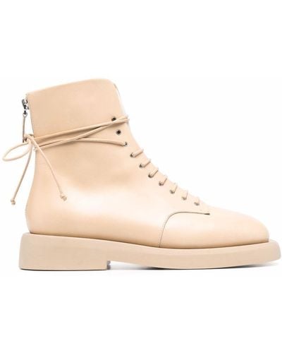 Marsèll Lace-up Leather Ankle Boots - Natural
