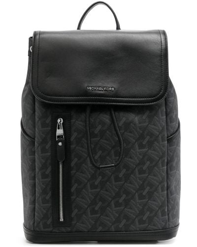 Michael Kors Hudson Empire Signature Logo Leather Backpack - Black