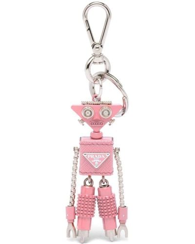Prada Robot Saffiano Leather Keychain - Pink