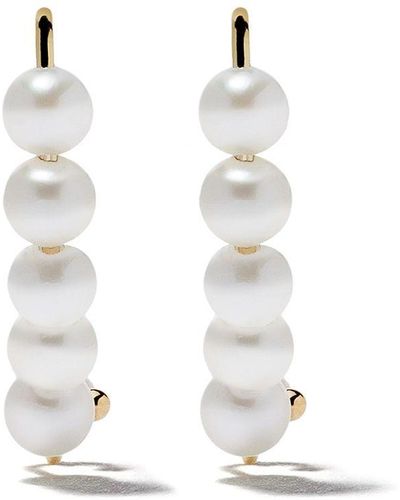 Mizuki Puce d'oreille en or 14ct à perles - Blanc