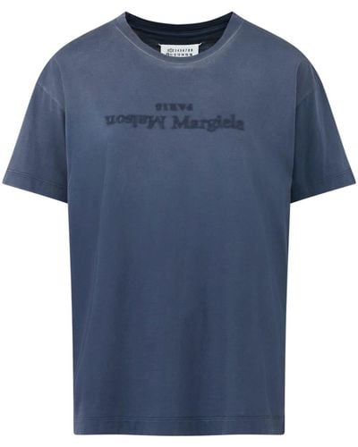 Maison Margiela Reverse Logo Cotton T-shirt - Blue