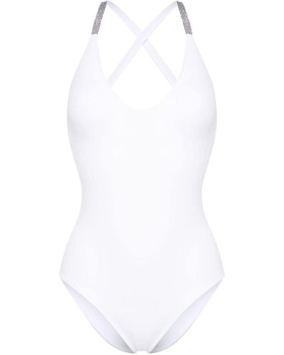 Fisico Crystal-embellished Swimsuit - White