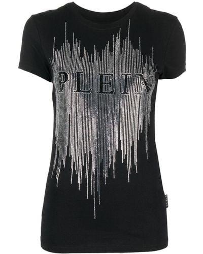 Philipp Plein ビジューロゴ Tシャツ - ブラック