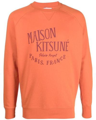 Maison Kitsuné Sweater Met Logoprint - Oranje