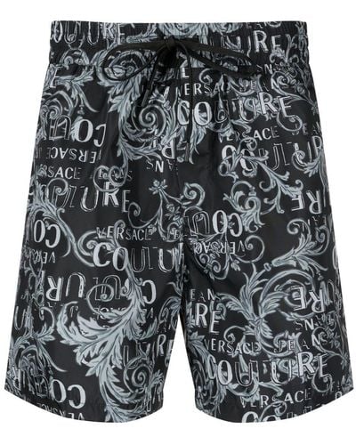 Versace Jeans Couture Shorts Met Barokprint - Grijs