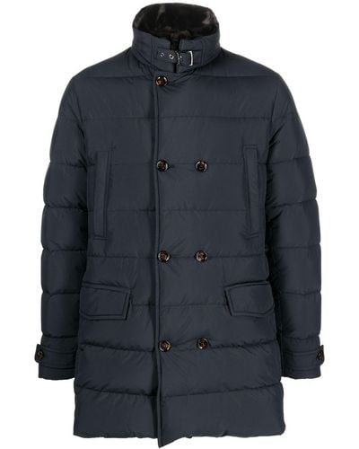 Moorer Double-breasted Padded Coat - Blue