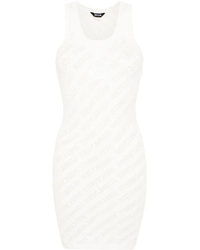 Just Cavalli Vestido corto con logo translúcido - Blanco