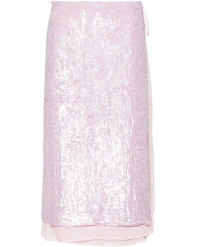 P.A.R.O.S.H. Sequin-embellished Midi Skirt - Pink