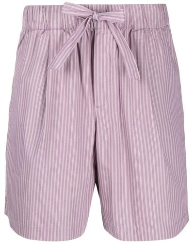 Tekla Stripe-print Organic Cotton Pyjama Shorts - Purple