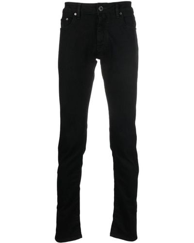 Moorer Jeans Met Toelopende Pijpen - Zwart