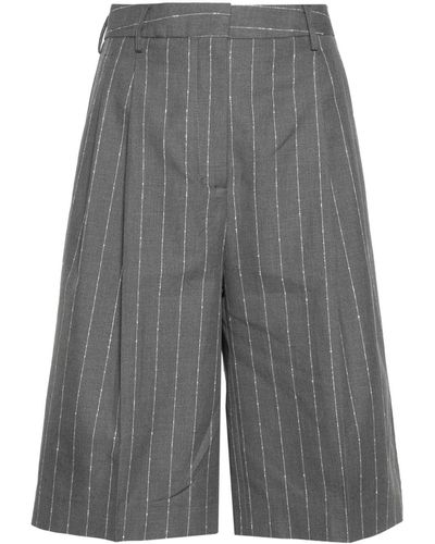 Semicouture Pinstriped Cotton Shorts - Gray