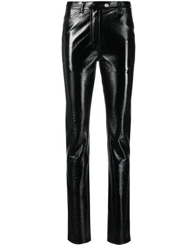 Courreges Pantalon slim en cuir artificiel - Noir