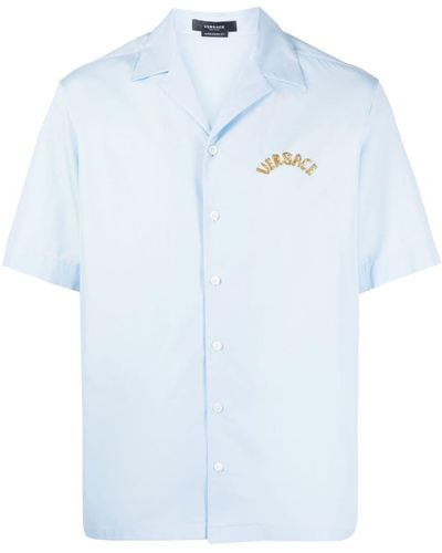 Versace Overhemd Met Geborduurd Logo - Blauw