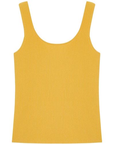 12 STOREEZ Square-neck Ribbed-knit Top - Yellow