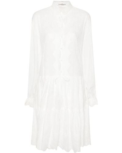 Ermanno Scervino Floral-embroidery Mini Dress - White