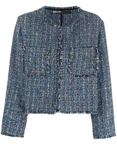 Bimba Y Lola Cropped Tweed Jacket - Blue