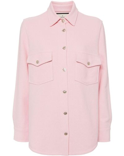 Bruno Manetti Classic-collar Cotton Shirt Jacket - Pink
