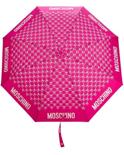 Moschino Paraguas con monograma estampado - Rosa